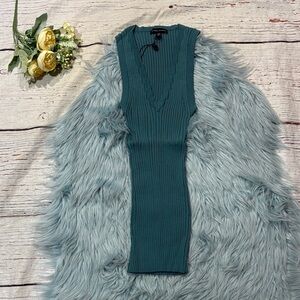 NWT Universal Standard Blue Ribbed Knit V-neck Stretch Tank sz 4XS